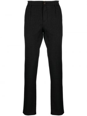 Vlněné rovné kalhoty Canali černé