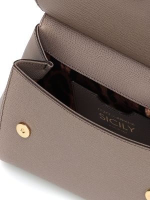 Kožená nákupná taška Dolce & Gabbana sivá