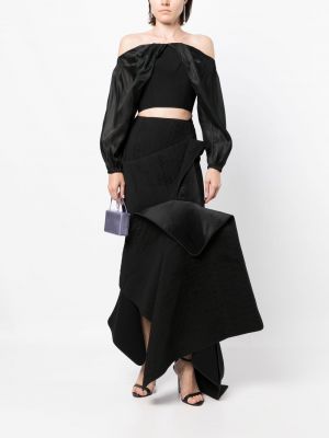 Asymetrické midi sukně s vysokým pasem Maticevski černé