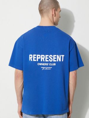 Koszulka bawełniana z nadrukiem Represent niebieska