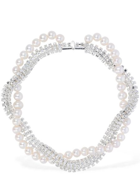 Krištáľový náhrdelník s perlami Magda Butrym strieborná
