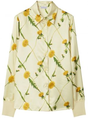 Σατέν πουκάμισο με σχέδιο Burberry κίτρινο