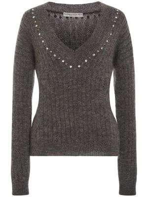 Mohérový sveter Alessandra Rich sivá