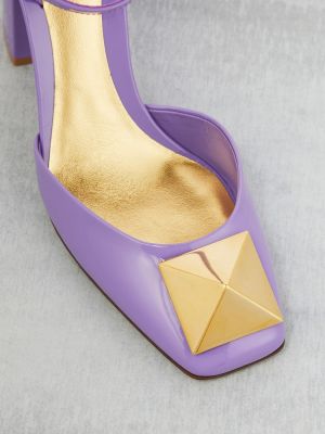 Кожени полуотворени обувки Valentino Garavani виолетово