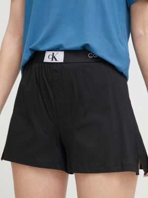 Памучни панталон с висока талия с принт Calvin Klein Underwear черно