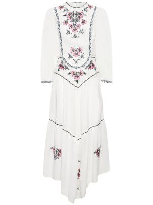 Viskózové midi šaty s výšivkou Isabel Marant biela