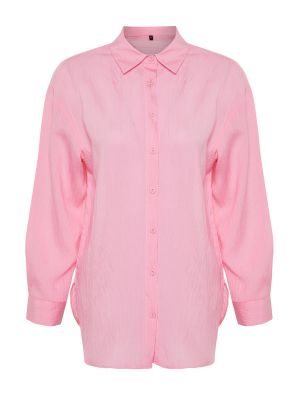 Koszula w paski oversize relaxed fit Trendyol różowa