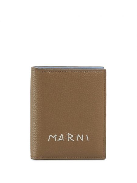 Δερμάτινος πορτοφόλι με κέντημα Marni καφέ