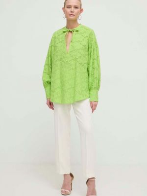 Хлопковая блузка Silvian Heach зеленая