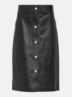Kožená sukňa s vysokým pásom Victoria Beckham čierna