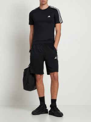 Tricou cu dungi Adidas Performance negru