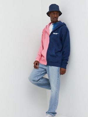 Pamučna hoodie s kapuljačom s printom Huf plava