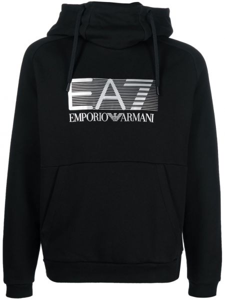 Trykt hettegenser Ea7 Emporio Armani svart