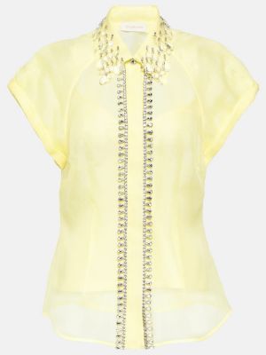 Blusa de lino de seda Zimmermann amarillo