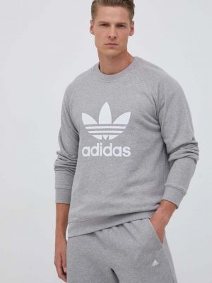 Bavlněná mikina s potiskem Adidas Originals šedá