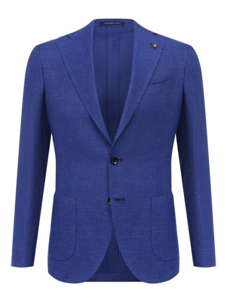 Льняной шерстяной пиджак Sartoria Latorre синий