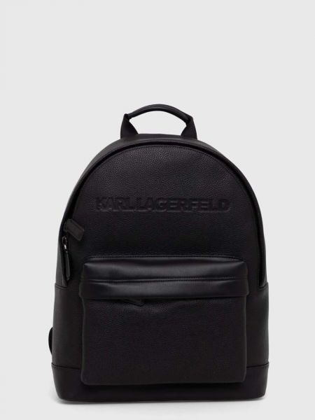 Черный однотонный кожаный рюкзак Karl Lagerfeld