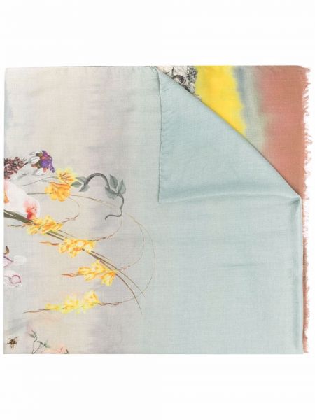 Bufanda de flores de punto con estampado Etro azul