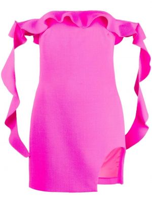 Вечерна рокля с волани David Koma розово