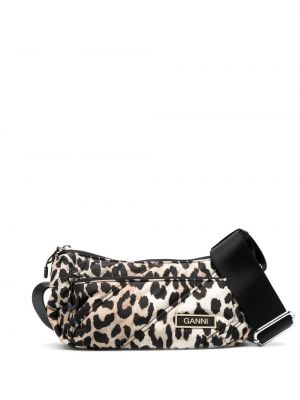 GANNI quilted leopard-print bag - Nero
