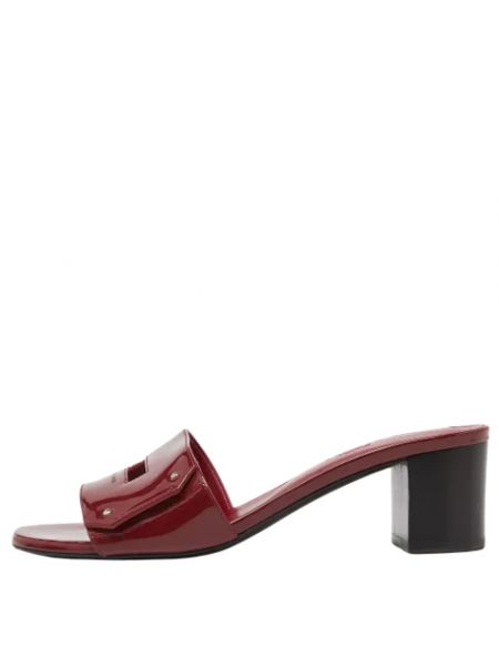 Sandały trekkingowe skórzane retro Hermès Vintage czerwone