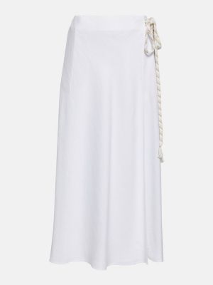 Falda midi de lino Loro Piana blanco