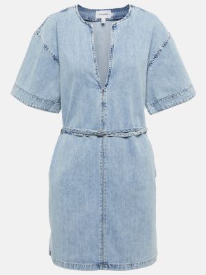 Bavlněné mini šaty Frame - modrá