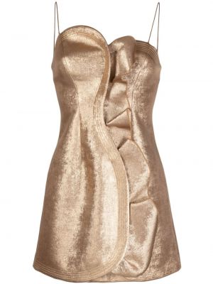 Koktejlkové šaty s volánmi Acler zlatá