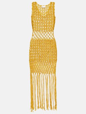 Midi šaty s třásněmi Anna Kosturova žluté