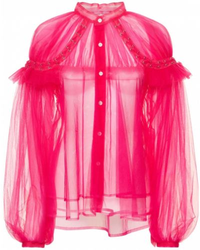 Tylová nylónová košeľa s volánmi Noir Kei Ninomiya ružová