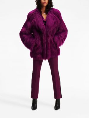 Bunda s kožíškem s výstřihem do v Karl Lagerfeld fialová