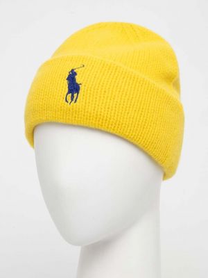 Dzianinowa czapka wełniana Polo Ralph Lauren żółta