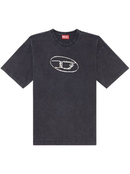Βαμβακερή μπλούζα με σχέδιο Diesel μαύρο