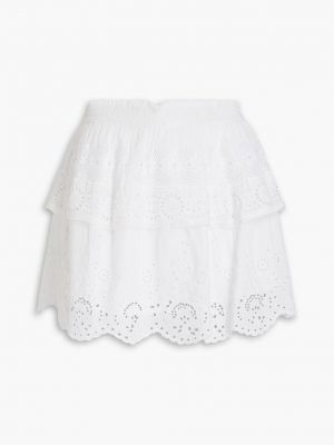 Хлопковая юбка мини с вышивкой Loveshackfancy белая