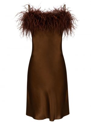 Koktejlkové šaty s perím Sleeper hnedá