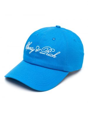 Haftowana czapka bawełniana Sporty And Rich niebieska