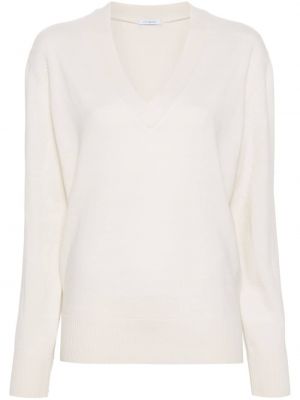 Кашмирен пуловер с v-образно деколте Malo бяло