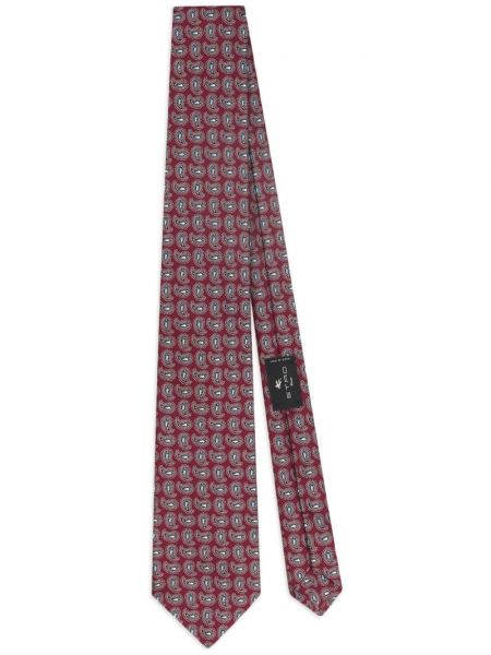 Копринена вратовръзка с пейсли десен Etro червено