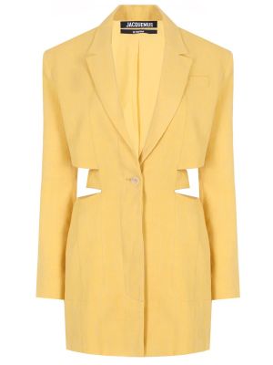 Льняное коктейльное платье Jacquemus желтое