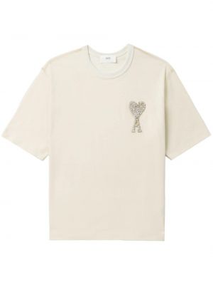Křišťálové tričko Ami Paris bílé