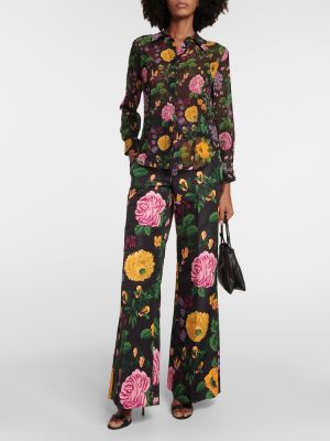 Voľné kvetinové nohavice s vysokým pásom Carolina Herrera