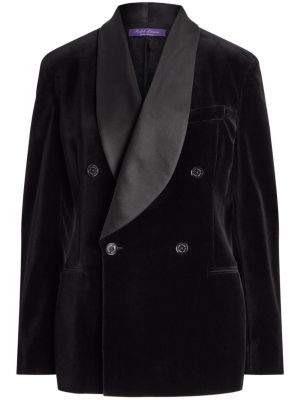 Žametni blazer iz rebrastega žameta Ralph Lauren Collection črna