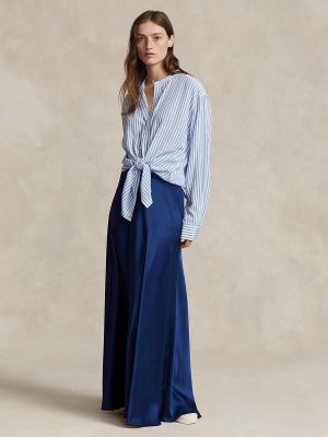 Falda midi de raso Polo Ralph Lauren azul