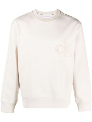 Ümara kaelusega dressipluus Calvin Klein Jeans valge