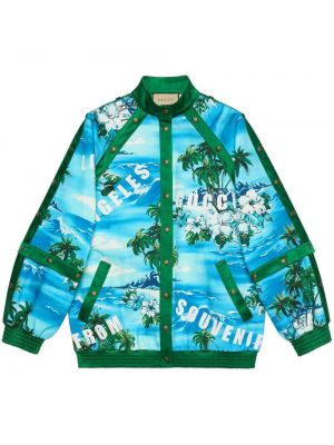 Pamučna jakna s printom Gucci plava