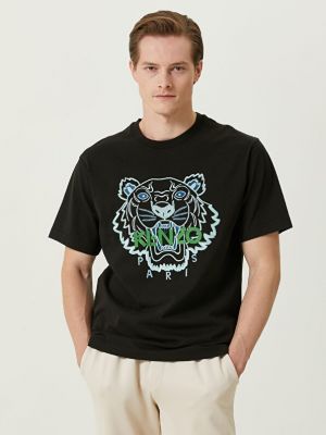 Тигровая футболка с круглым вырезом Kenzo черная