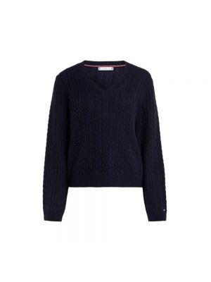 Sweter wełniany Tommy Hilfiger niebieski