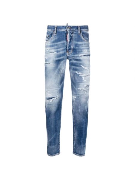 Distressed zerrissene slim fit skinny jeans Dsquared2 blau