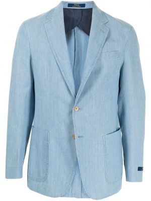 Palton din piele din piele Polo Ralph Lauren albastru