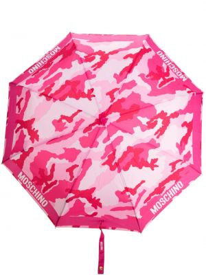 Maskáčový dáždnik s potlačou Moschino ružová